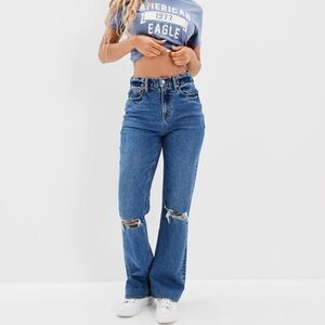 American Eagle Stretch 90's Boot Cut Destroyed Medium Wash Jeans Size 2